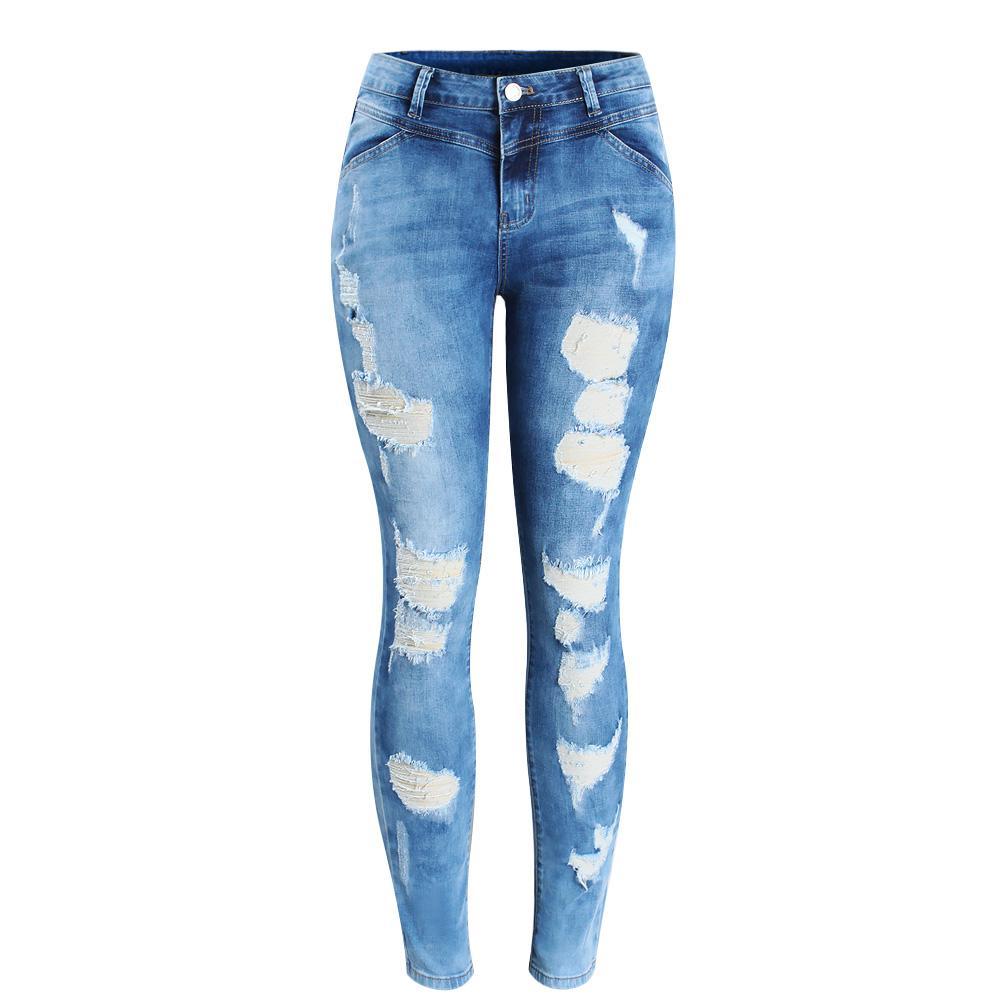 Ripped Stretch Denim Jeans