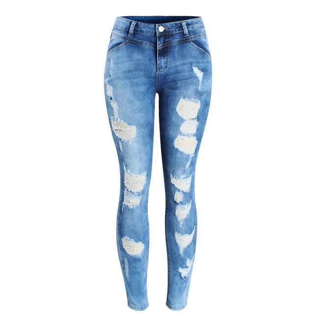 Ripped Stretch Denim Jeans