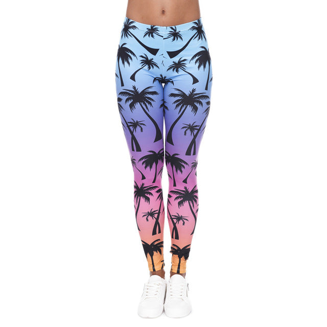 Ombre Blue Printing Leggings
