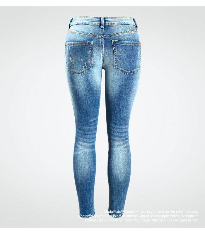 Embroidery Flower Denim Jeans