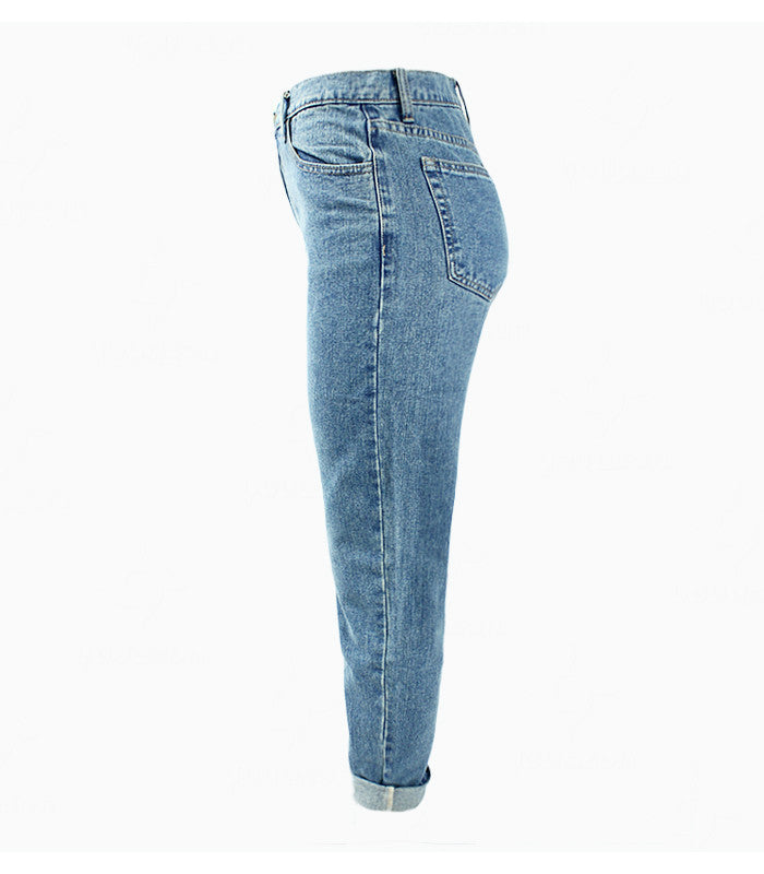 High Waist Washed Denim Jeans