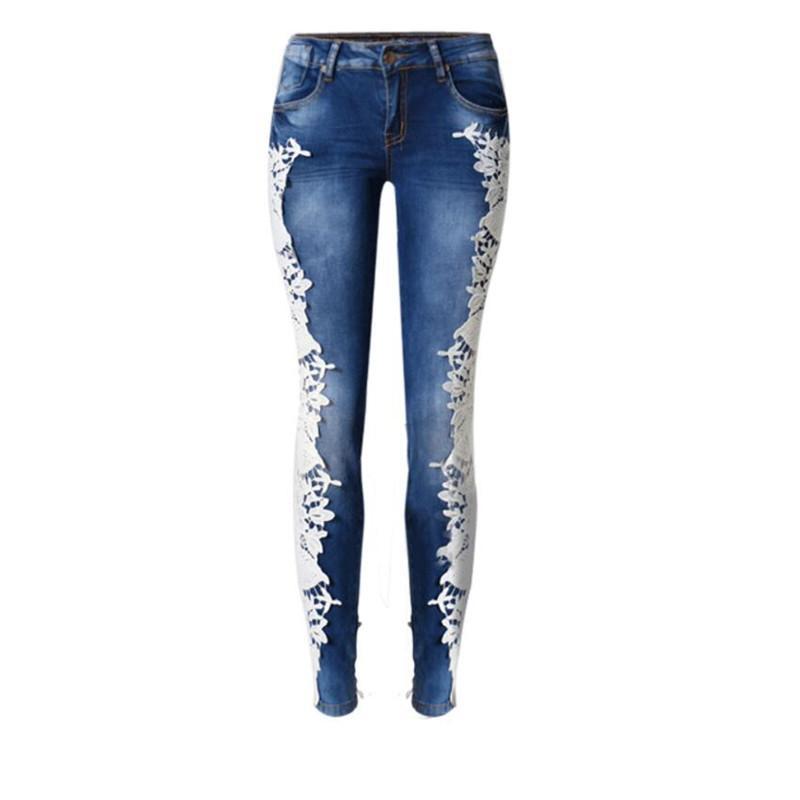 Floral Lace Denim Jeans