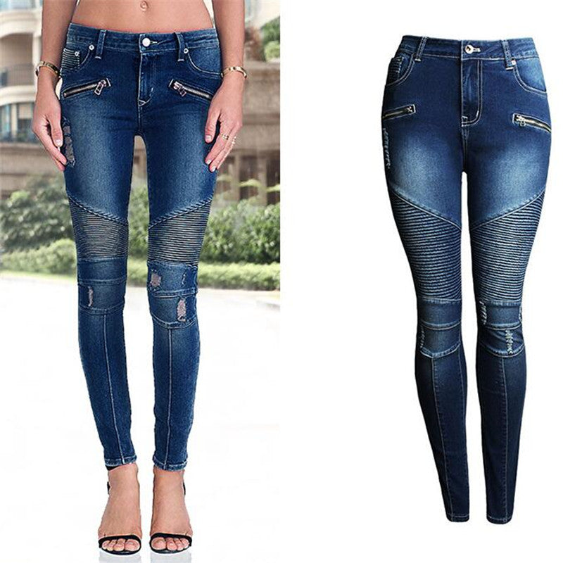 Hole Skinny Patchwork Jeans