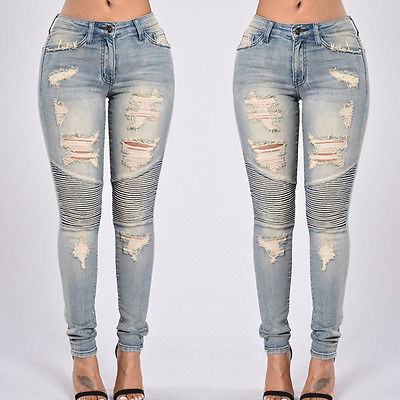 Denim Skinny Ripped Jeans