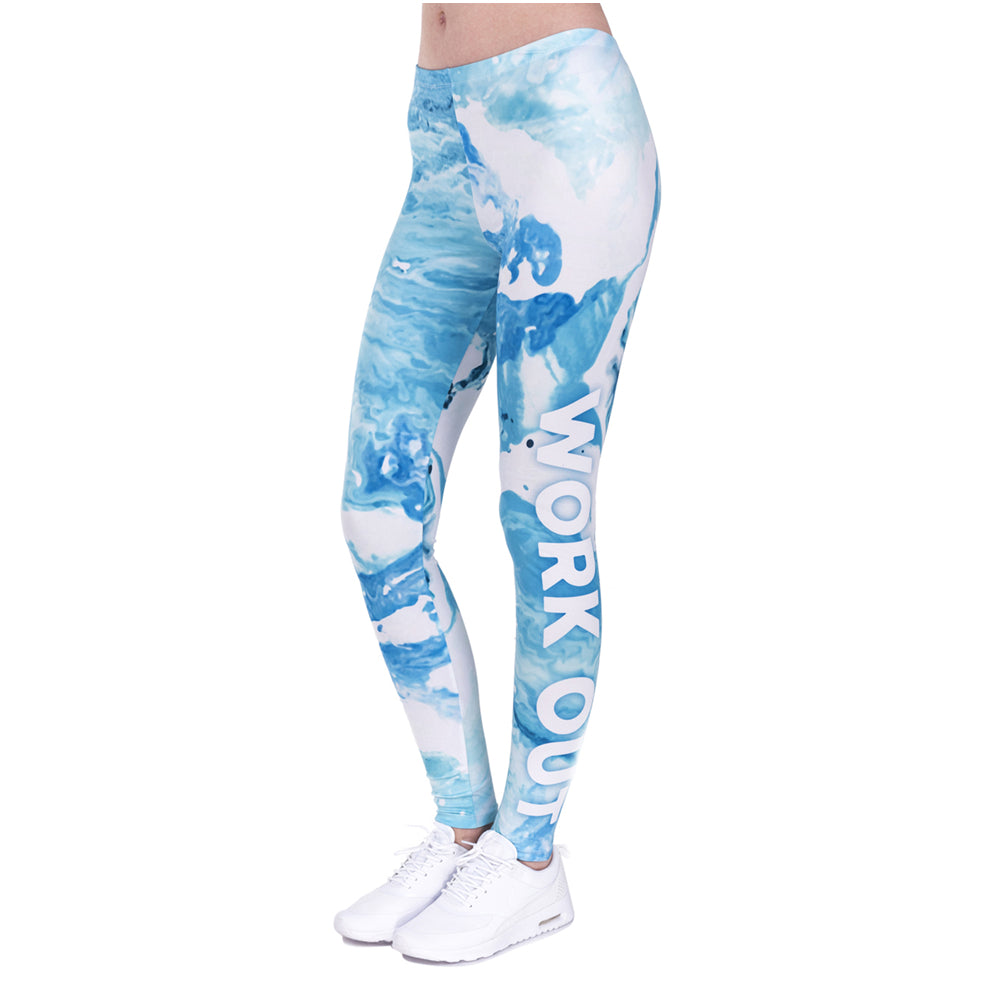 Marble Blue Printing Leggings