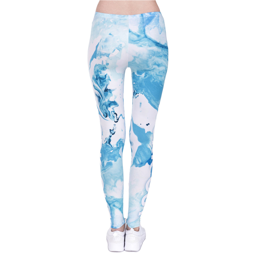 Marble Blue Printing Leggings