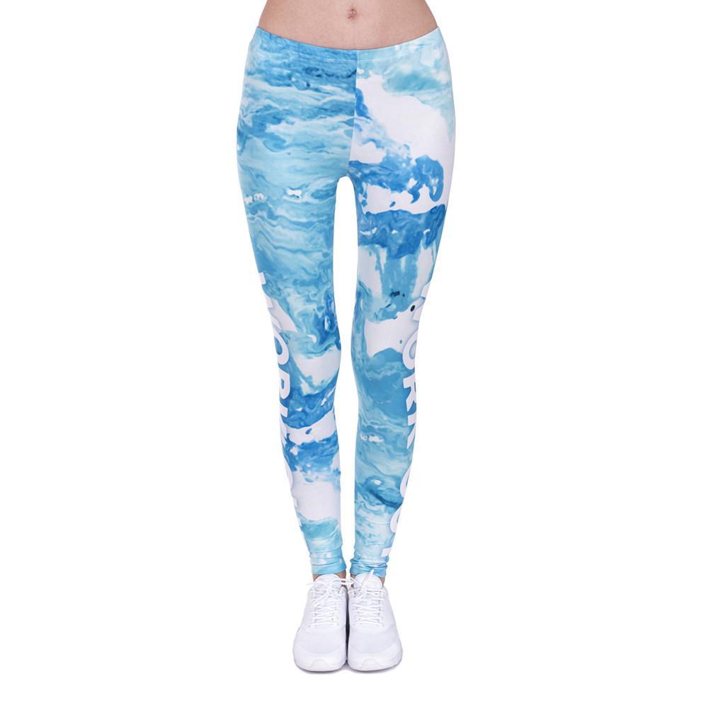 Marble Blue Printing Leggings