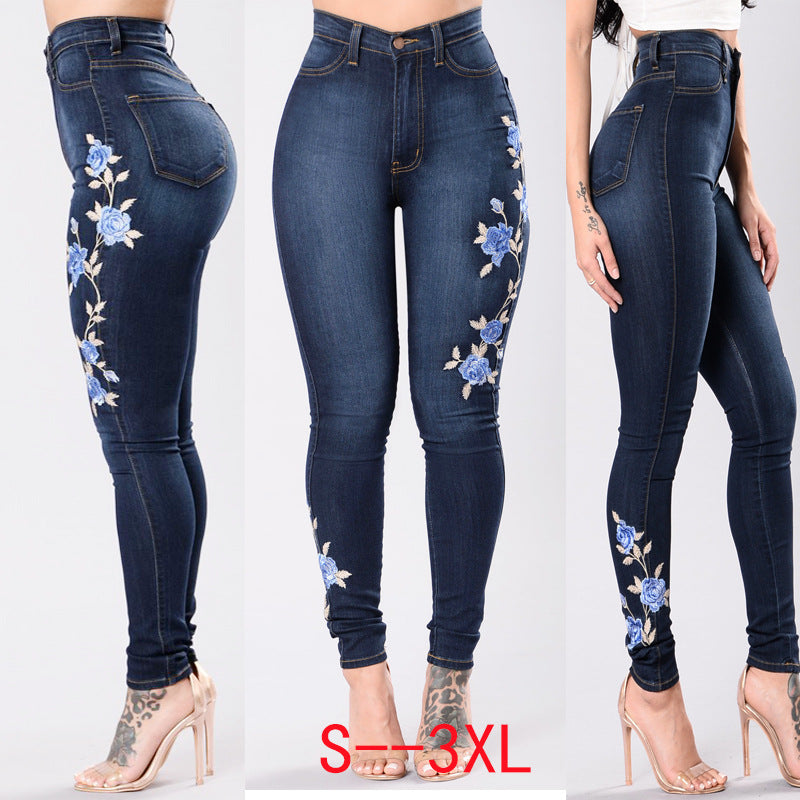 Embroidery Gradient Denim Jeans