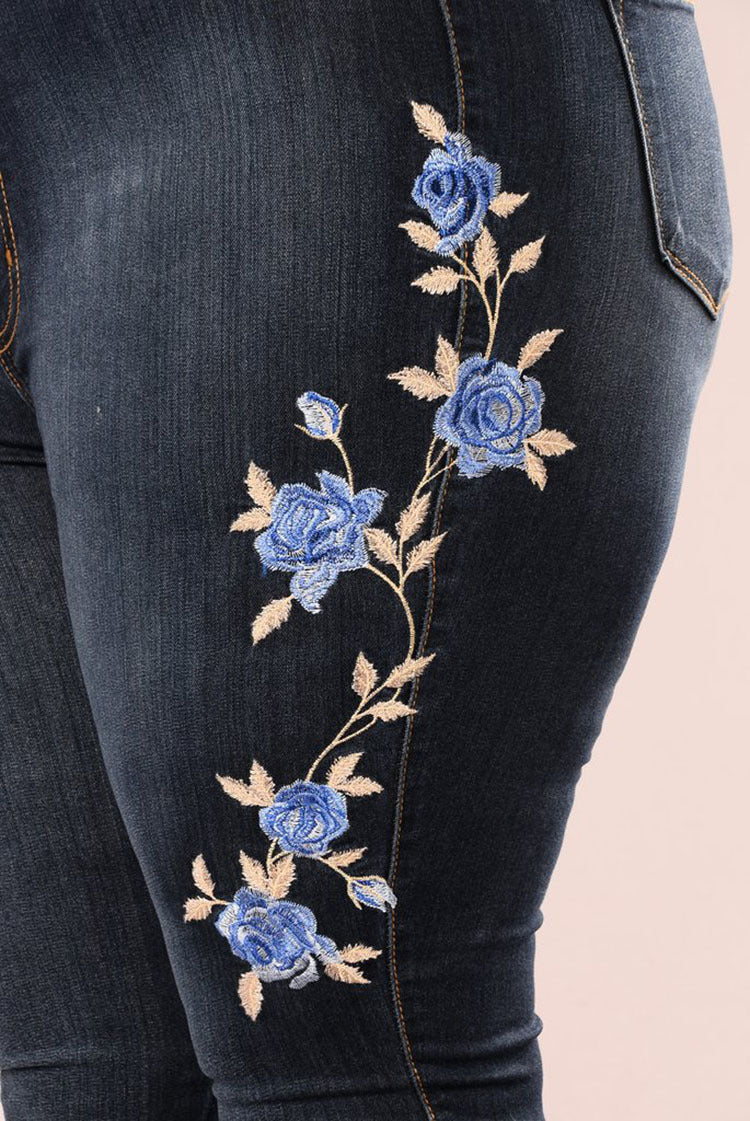 Embroidery Gradient Denim Jeans