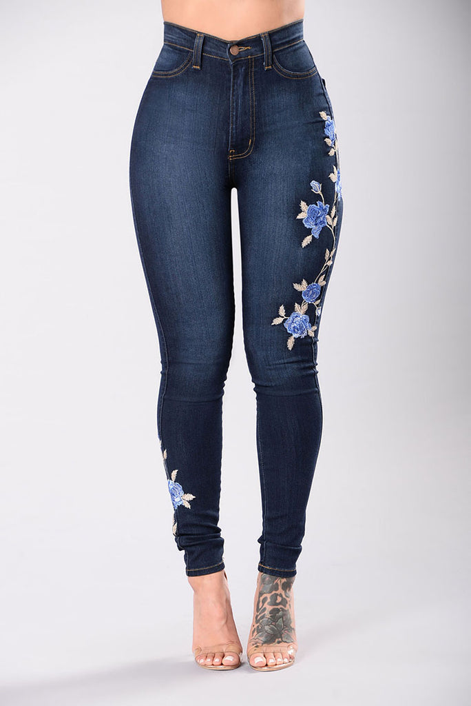 Embroidery Gradient Denim Jeans