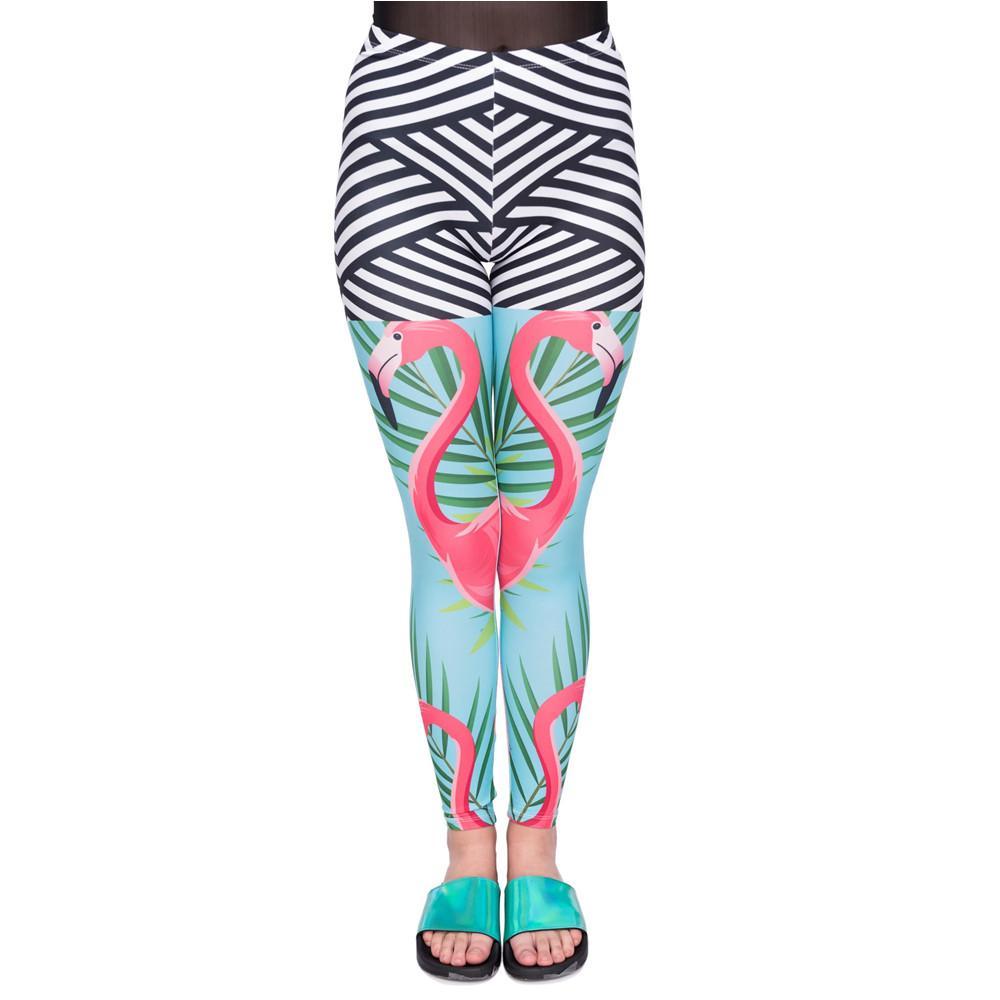 Flamingo Palm Leaves Leggings