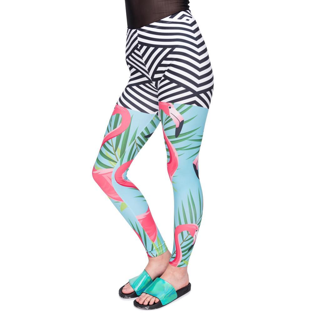 Flamingo Palm Leaves Leggings