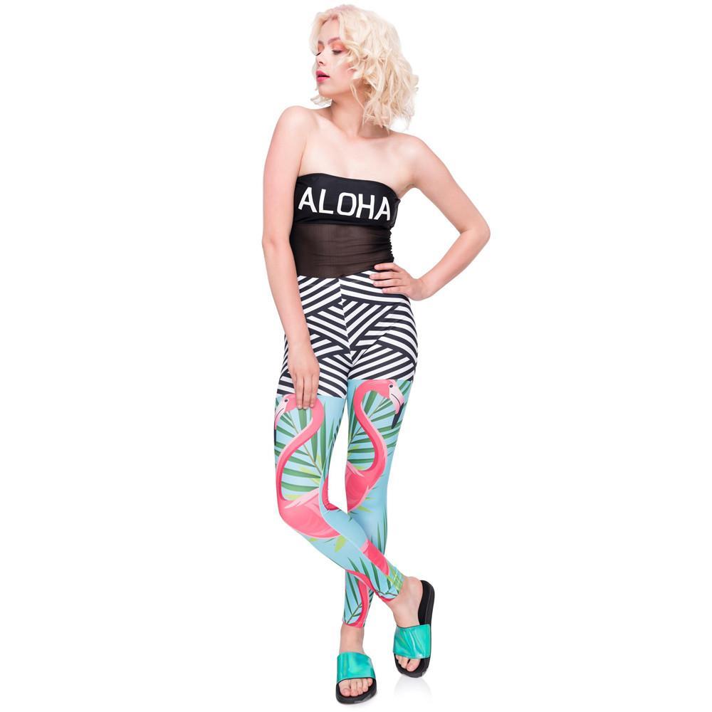 Flamingo Palm Leaves Leggings