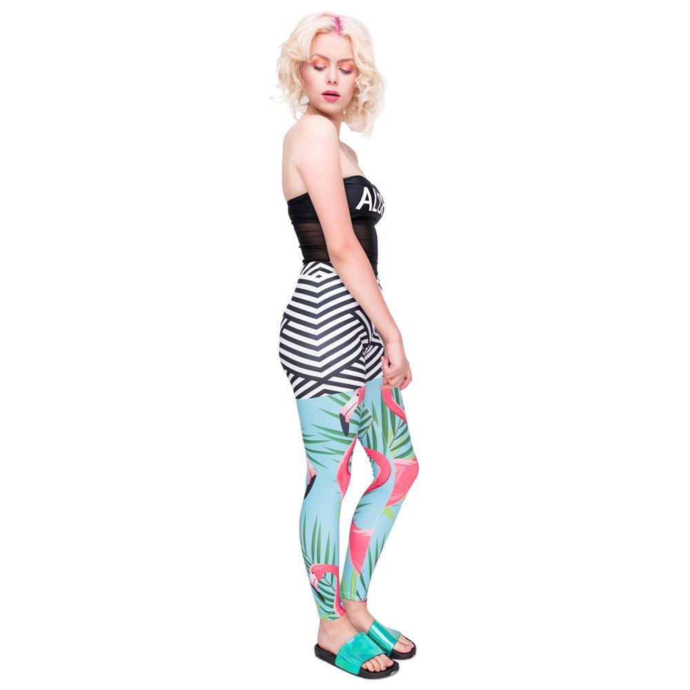 Flamingo Palm Leaves Leggings