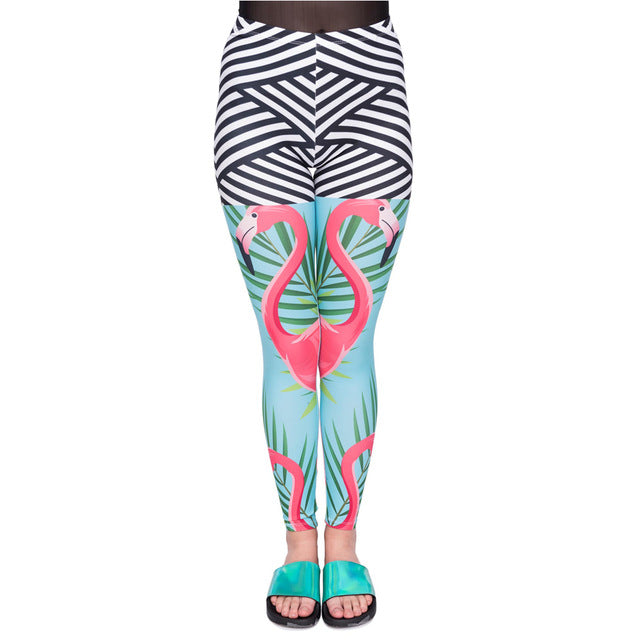 Flamingo Palm Leaves Leggings