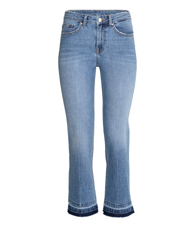 Cotton Denim Slim Cropped Jeans