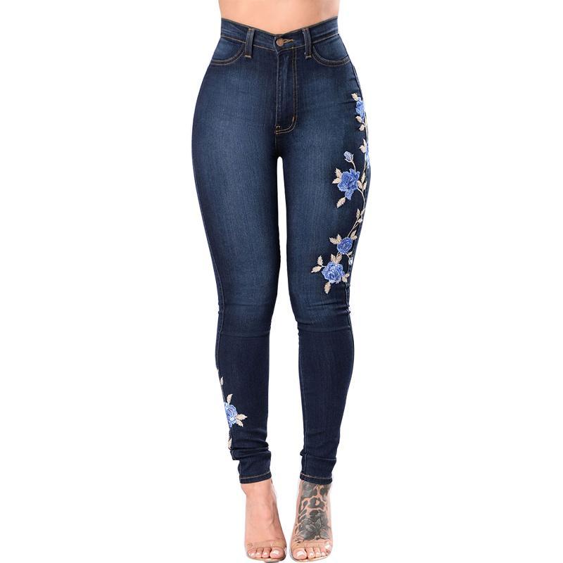 Embroidery Gradient Denim Jeans