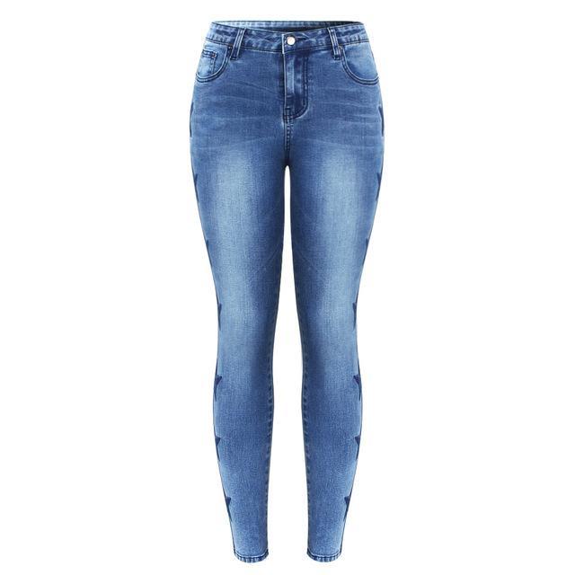 Stars Embroidered Denim Jeans