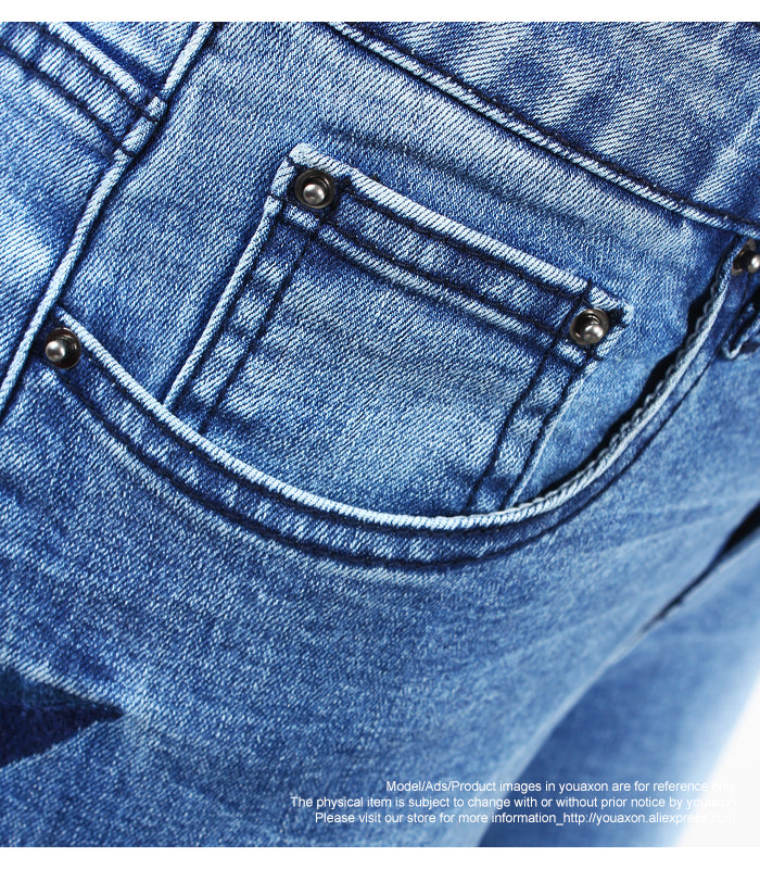 Stars Embroidered Denim Jeans